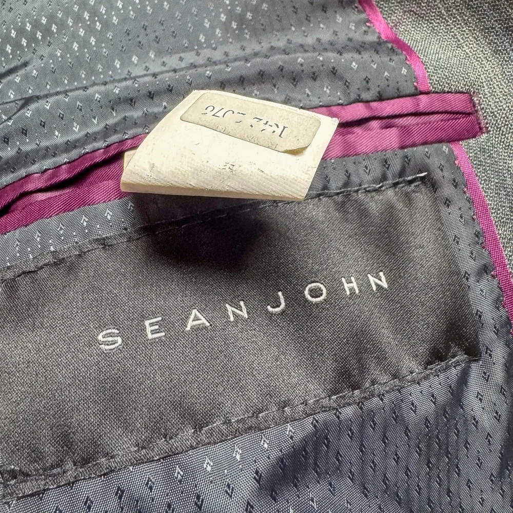 Sean John Blazer Mens 42R Gray Pinstripe Two Button Suit Jacket Notch‎ Lapel